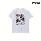 Printed Casual Sports Loose Round Neck Short Sleeve T-Shirt White Tops Men1:1