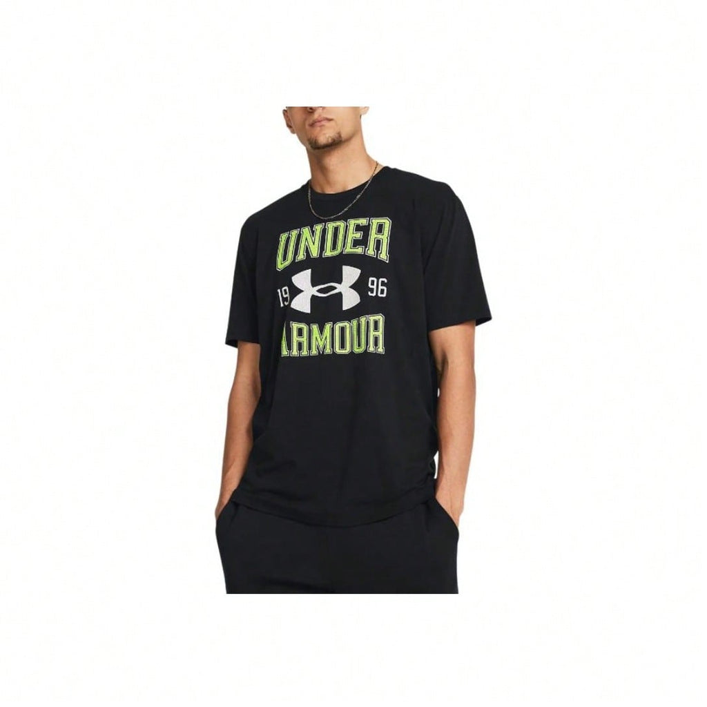 Vintage Letter Logo Print Crew Neck Short Sleeve T-Shirt Black Tops Men1:1