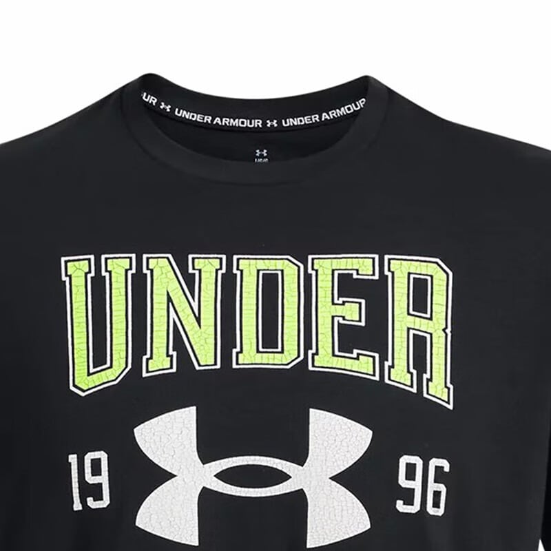 Vintage Letter Logo Print Crew Neck Short Sleeve T-Shirt Black Tops Men1:1