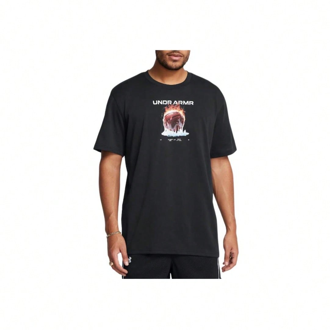 Fire Ice High Weight Basketball Short Sleeve T-Shirt Black Tops Men1:1