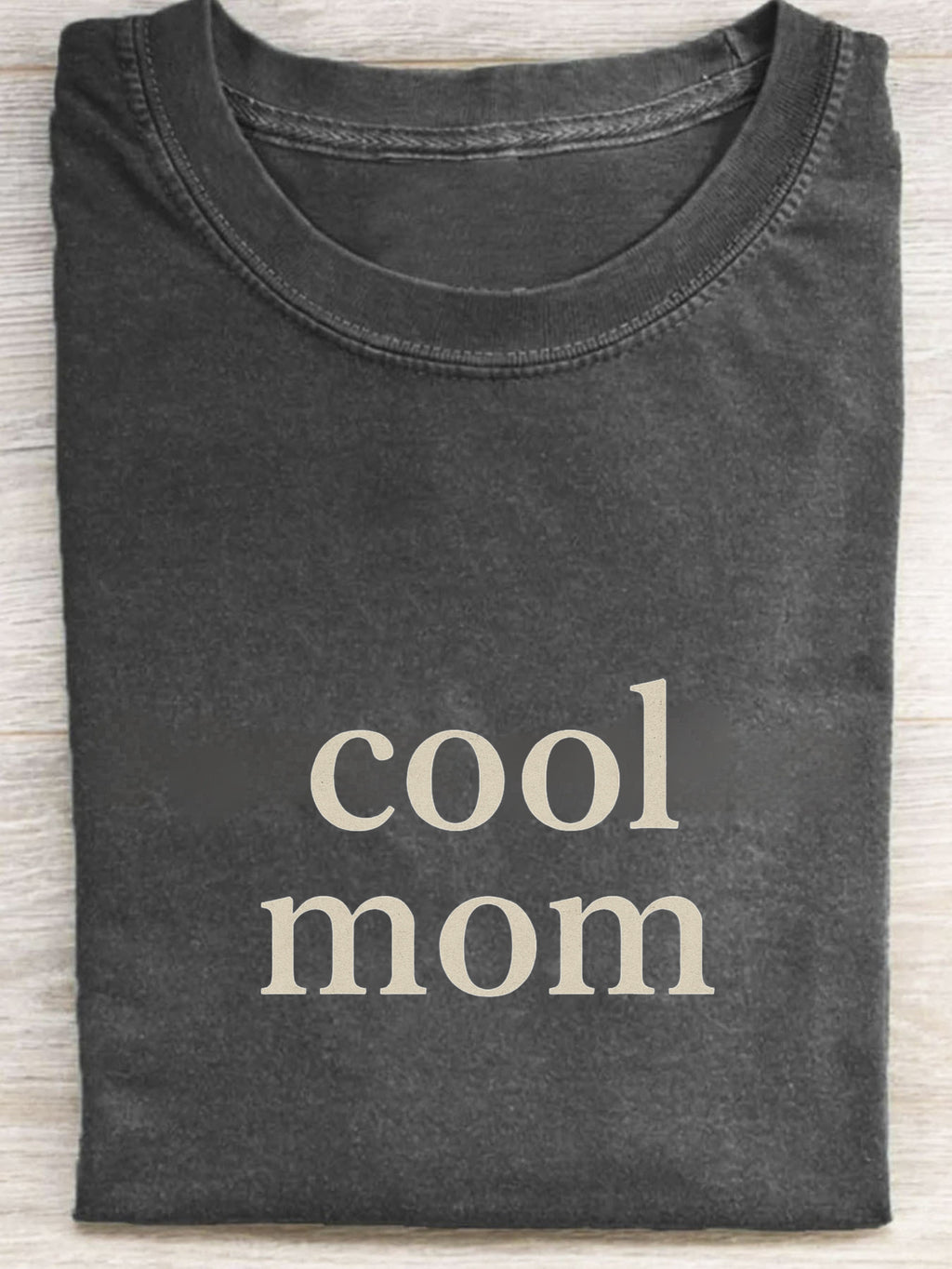 Men'S Vintage Washed Blue T-Shirt with Cool Mom Graphic - Soft Breathable Fabric, Loose Fit Casual Short Sleeve Round Neck Top for Everyday & Mother'S Day Gift