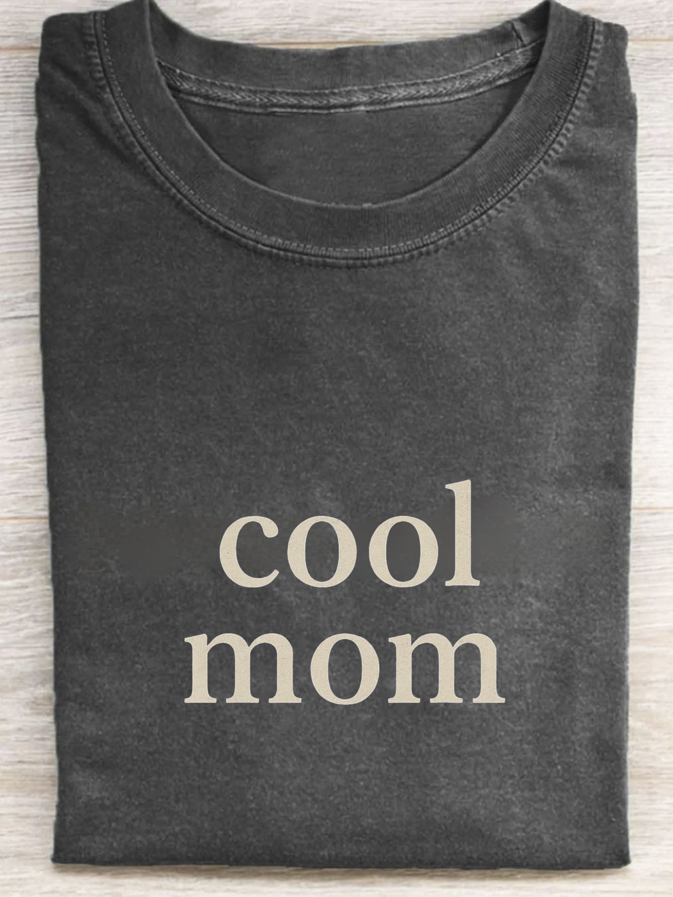 Men'S Vintage Washed Blue T-Shirt with Cool Mom Graphic - Soft Breathable Fabric, Loose Fit Casual Short Sleeve Round Neck Top for Everyday & Mother'S Day Gift