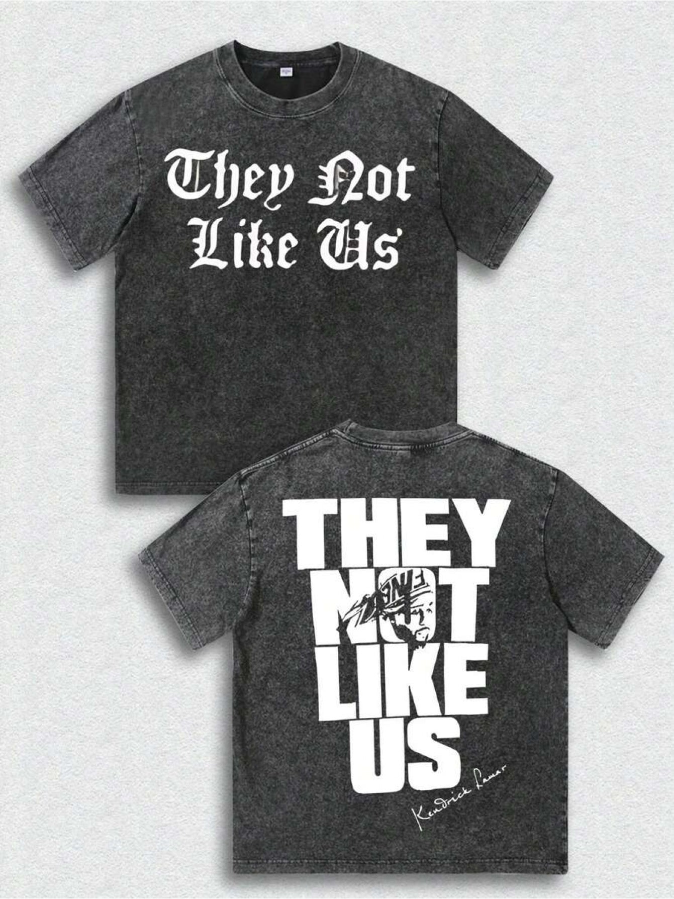 Men'S & Women'S Vintage Distressed Double-Sided Print T-Shirt - "They Not Like Us" Signature Slogan & Autograph-Style Signature, Casual Round Neck Short Sleeve Tee, All-Season Fit, Statement Graphic Top for Casual Attire (Unisex Adult Sizes)