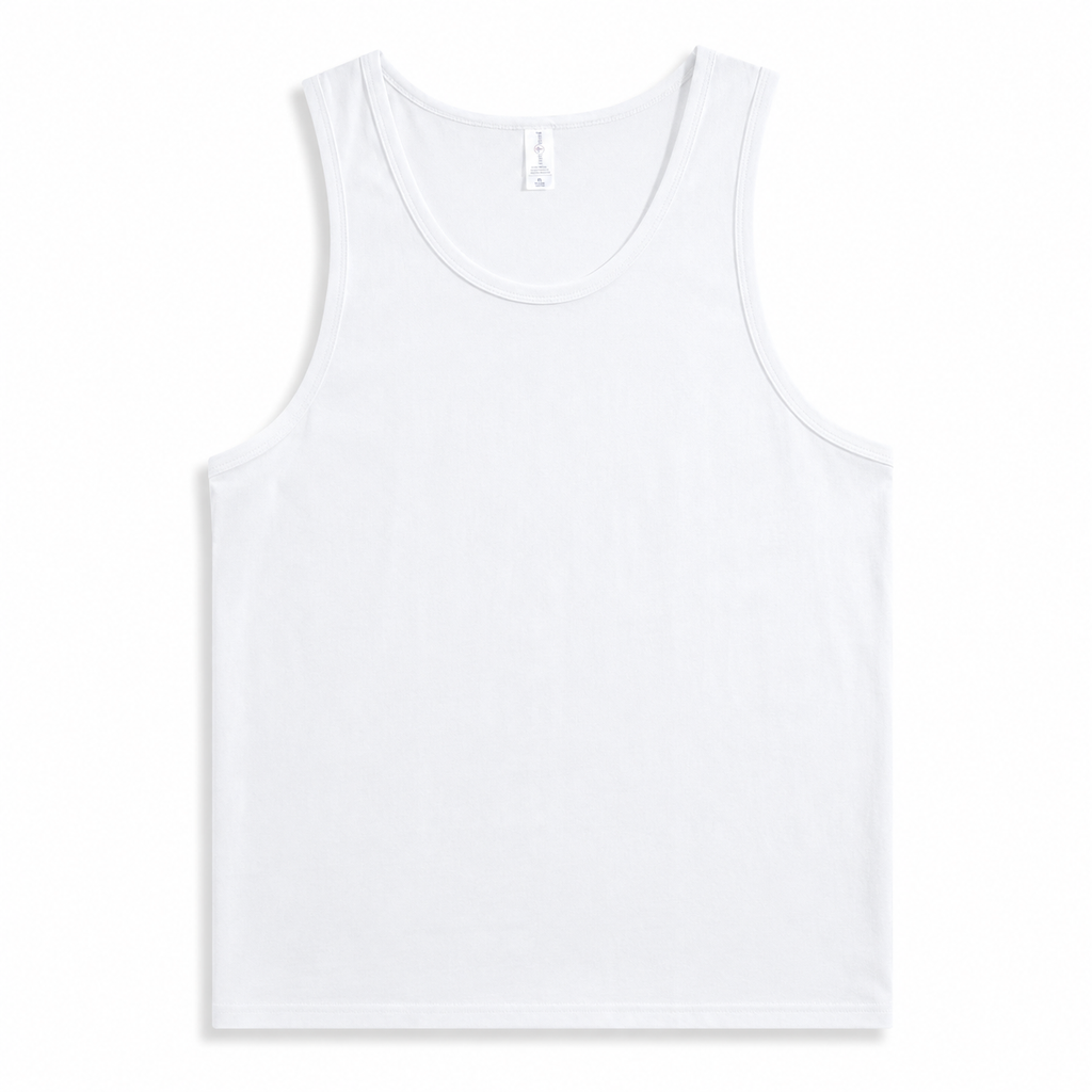 Men's 100% White Cotton Crew-Neck Tank Top – Casual Sleeveless Basic T-Shirt