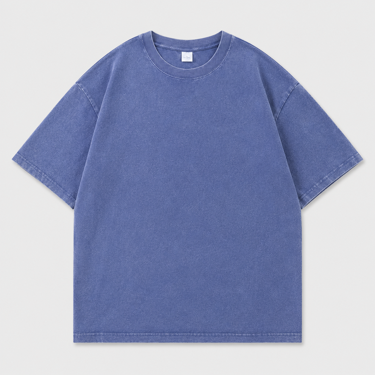 Vintage-Wash Blue Oversized T-Shirt | American Streetwear Heavyweight Cotton Short-Sleeve Tee