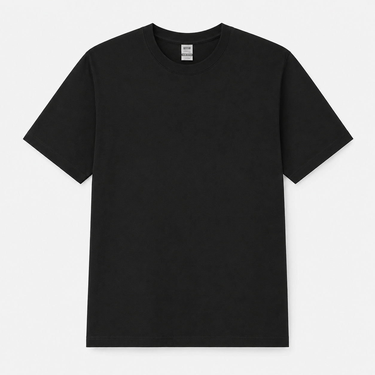 Men's black pure cotton crew-neck T-shirt—a versatile wardrobe essential.