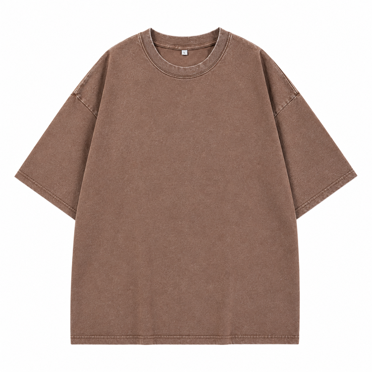 Washed Brown Loose-Fit Short-Sleeve Tee | Heavyweight Cotton T-Shirt with Retro Street Style