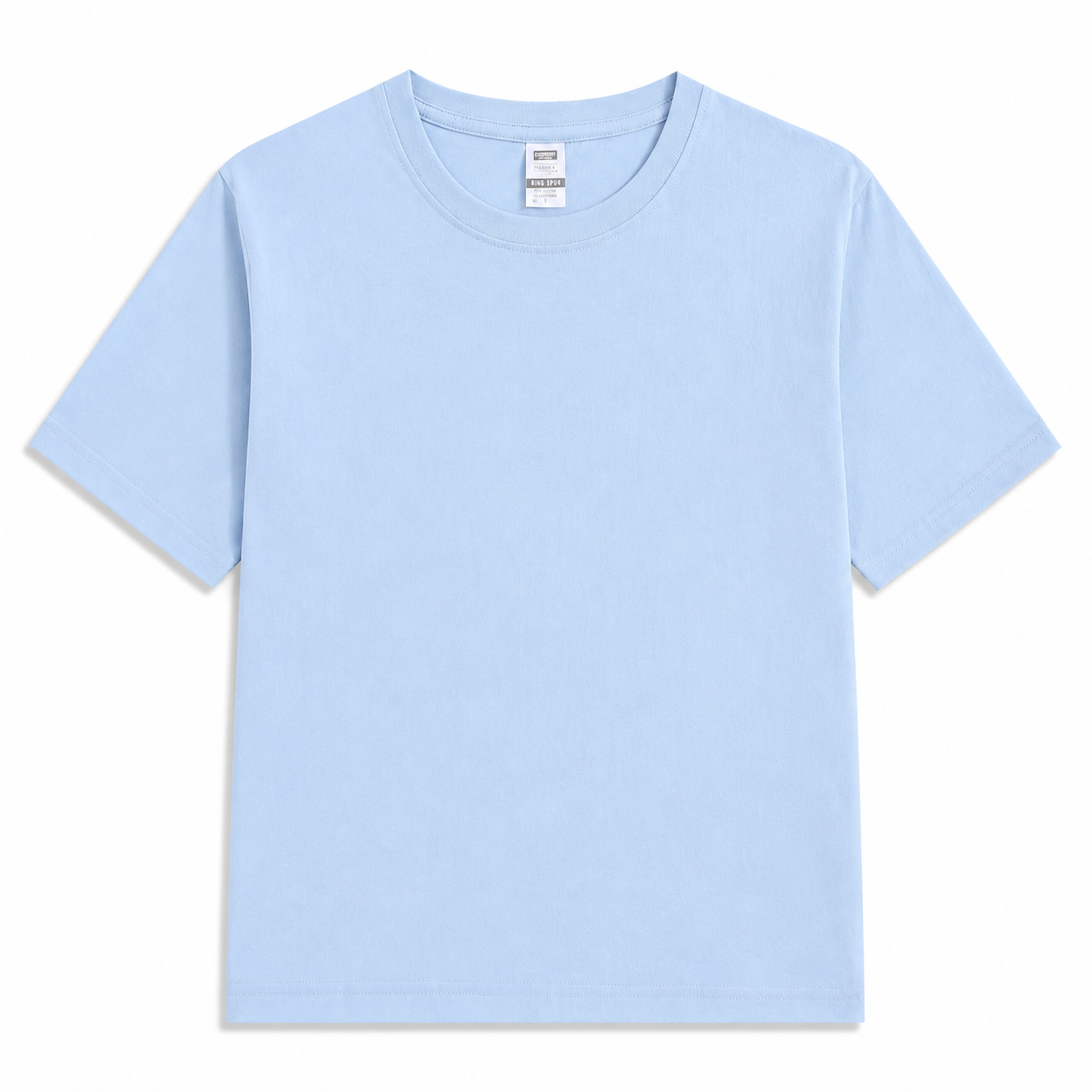 Classic American-style basic cropped cotton T-shirt; made from 180g combed cotton for a structured, flattering fit; slim-fit, short-sleeved, crew-neck design.