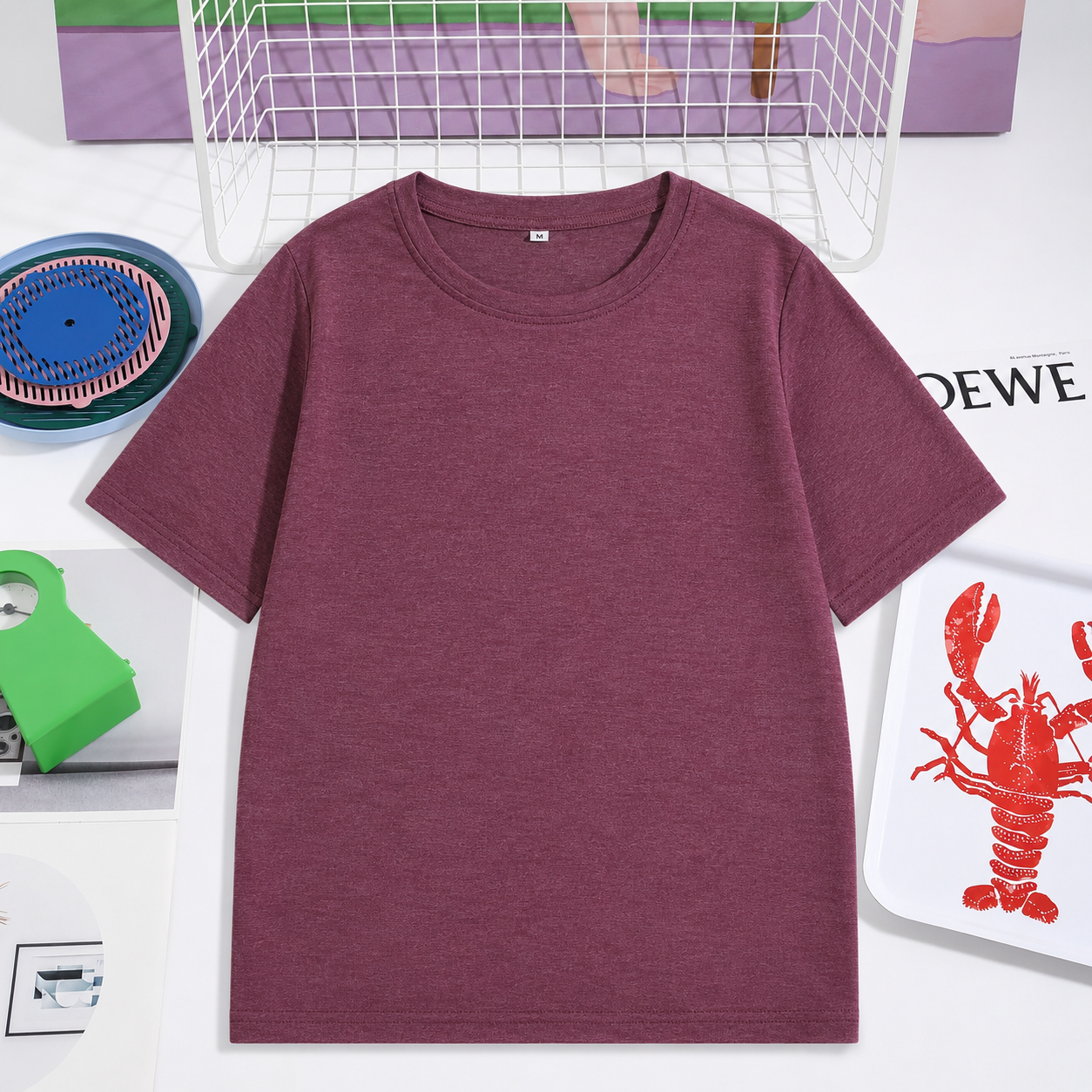 Women's Organic Colored Cotton Short-Sleeve Tee – Soft-Touch, Minimalist Crew Neck, Slim Fit; A Versatile Basic for Work and Daily Wear.