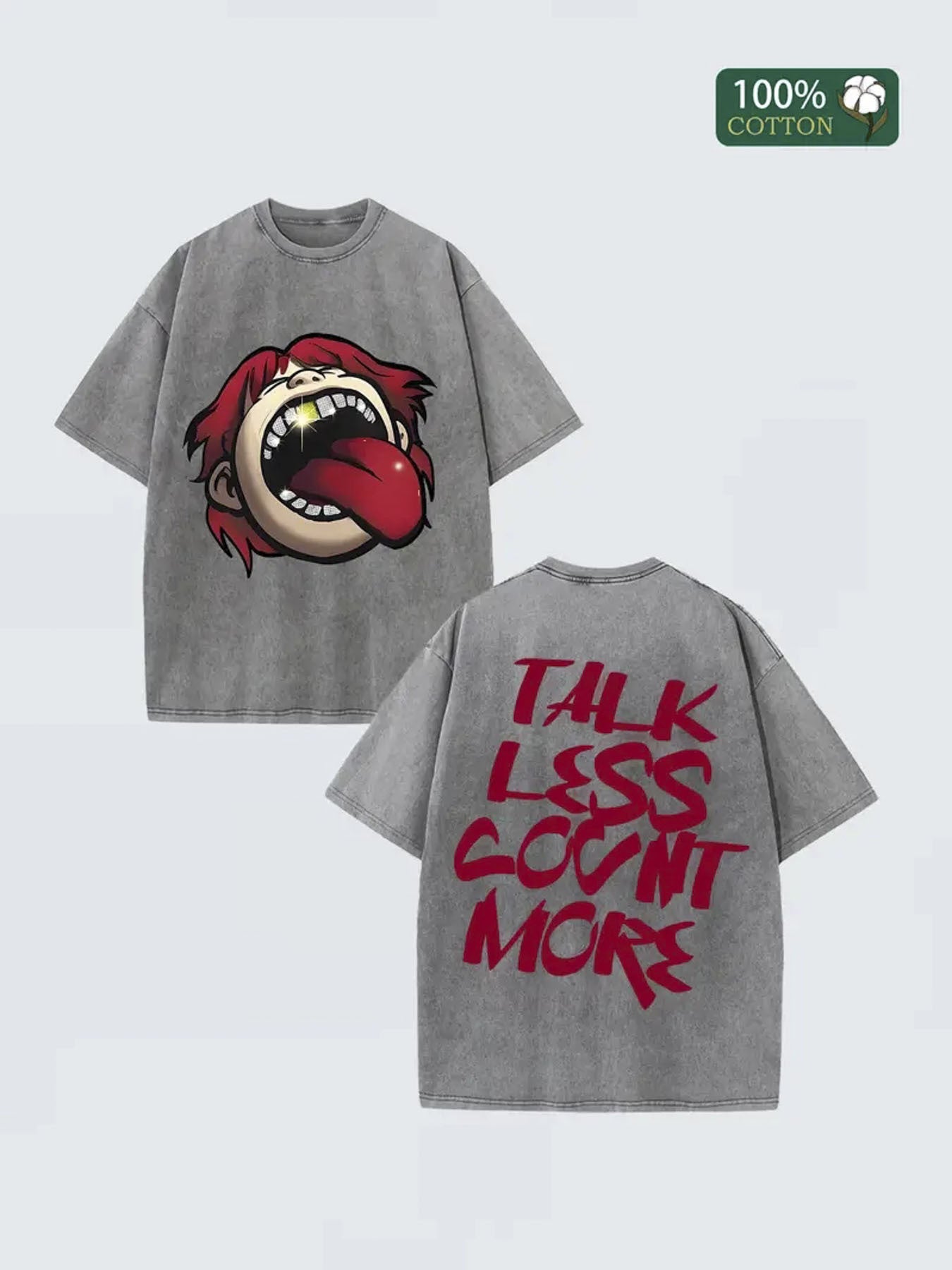 230g Double-Sided Washed Print T-Shirt | High-Quality Wax Print, No Text, Retro Fashion, Crew Neck, Casual Style, Medium Thickness, Suitable for All Seasons, Perfect Holiday Gift for Adults