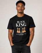 American Streetwear Style "Black King" Theme T-Shirt – Loose-Fit Casual Unisex Tee with Checkerboard & Chess Piece Print