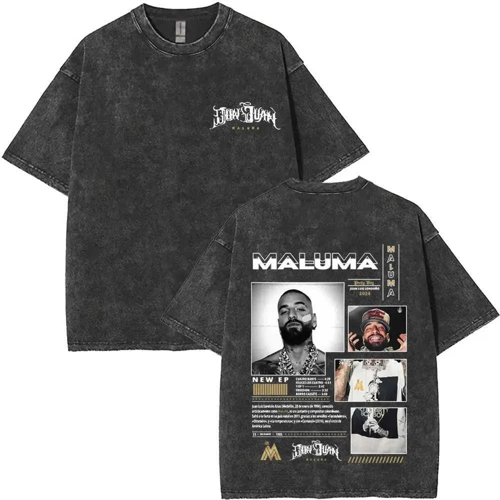 Vintage Washed Rapper Maluma Pretty Dirty Europet Tour 2025 T-shirt Men Women Fashion Oversized Tshirt Male Hip Hop Streetwear X250403