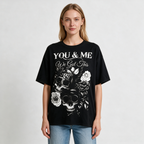Women's Oversized Pure Cotton T-Shirt – Dark Skull & Rose Vintage Print – Subculture-Inspired Statement Short-Sleeve Tee