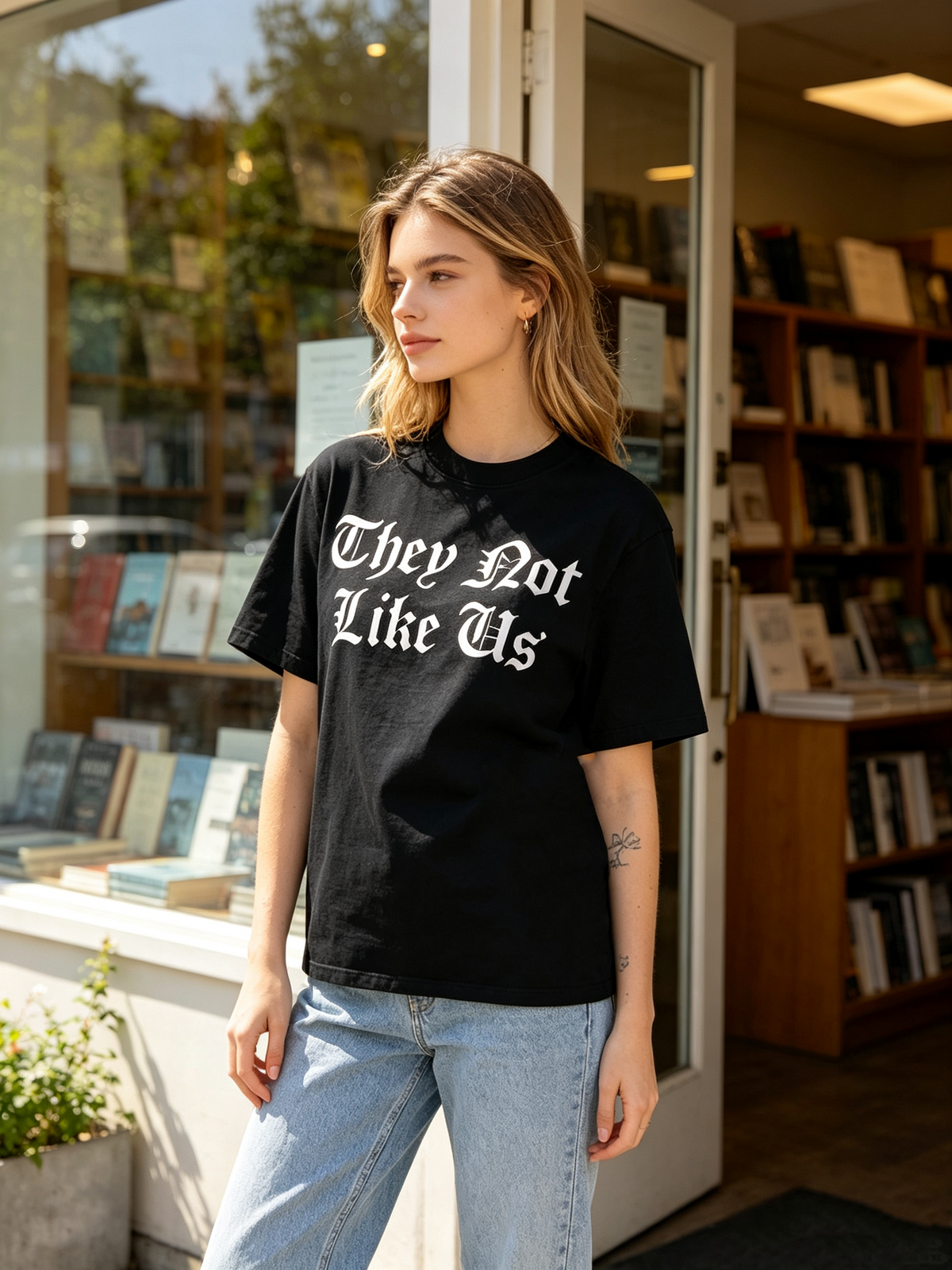 Pure Cotton Short-Sleeve T-Shirt – "They Not Like Us" Letter Print – American Hip-Hop/Rap Style – Loose Oversized Trendy Women's Tee