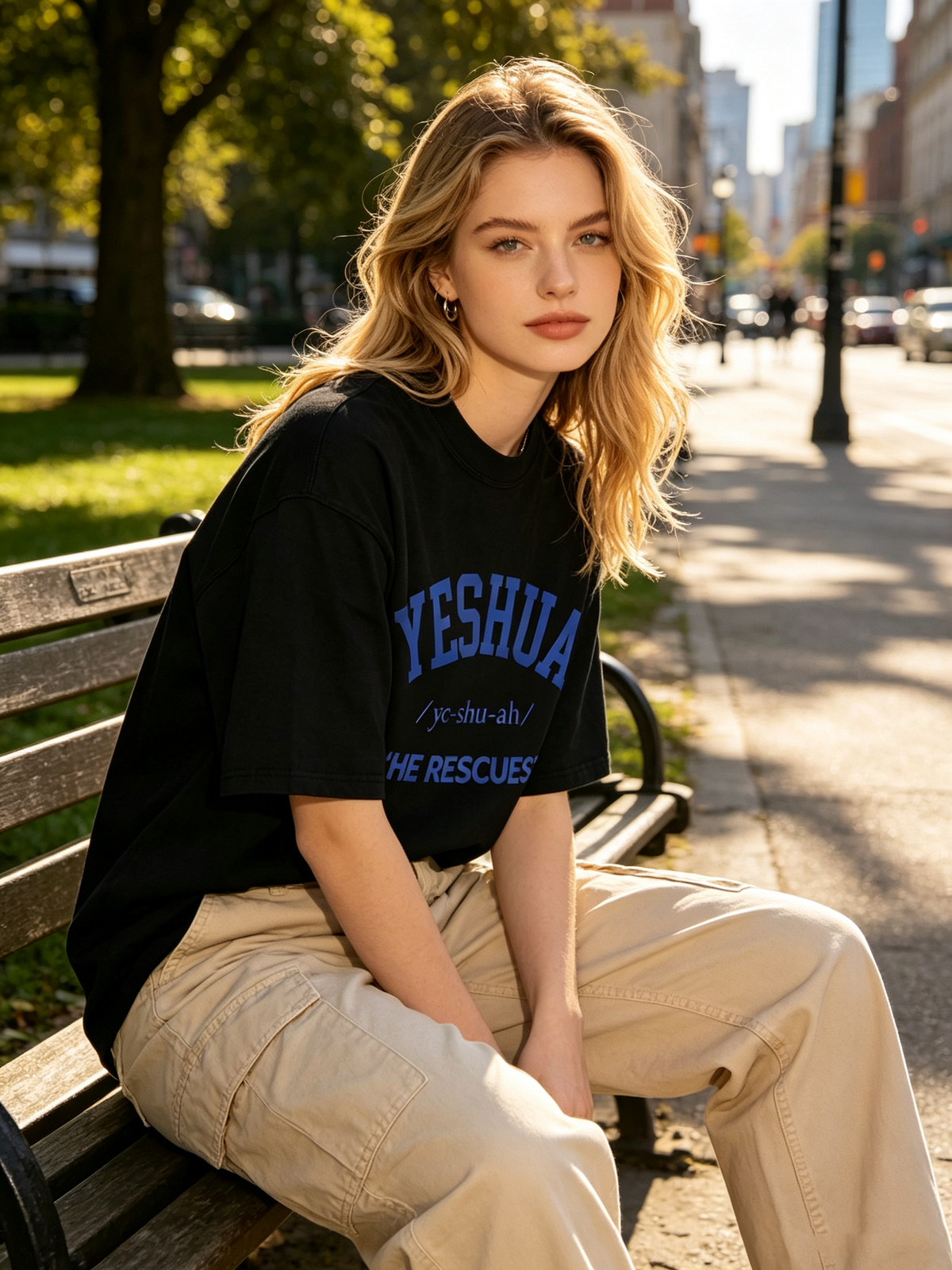 Women's Oversized Vintage-Style Washed Cotton Short-Sleeve T-Shirt – "YESHUA HE RESCUES" Faith Graphic Print
