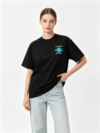 Women's Casual Cotton Crew-Neck T-Shirt with Fun Beverage-Themed Graphic Prints on Front and Back