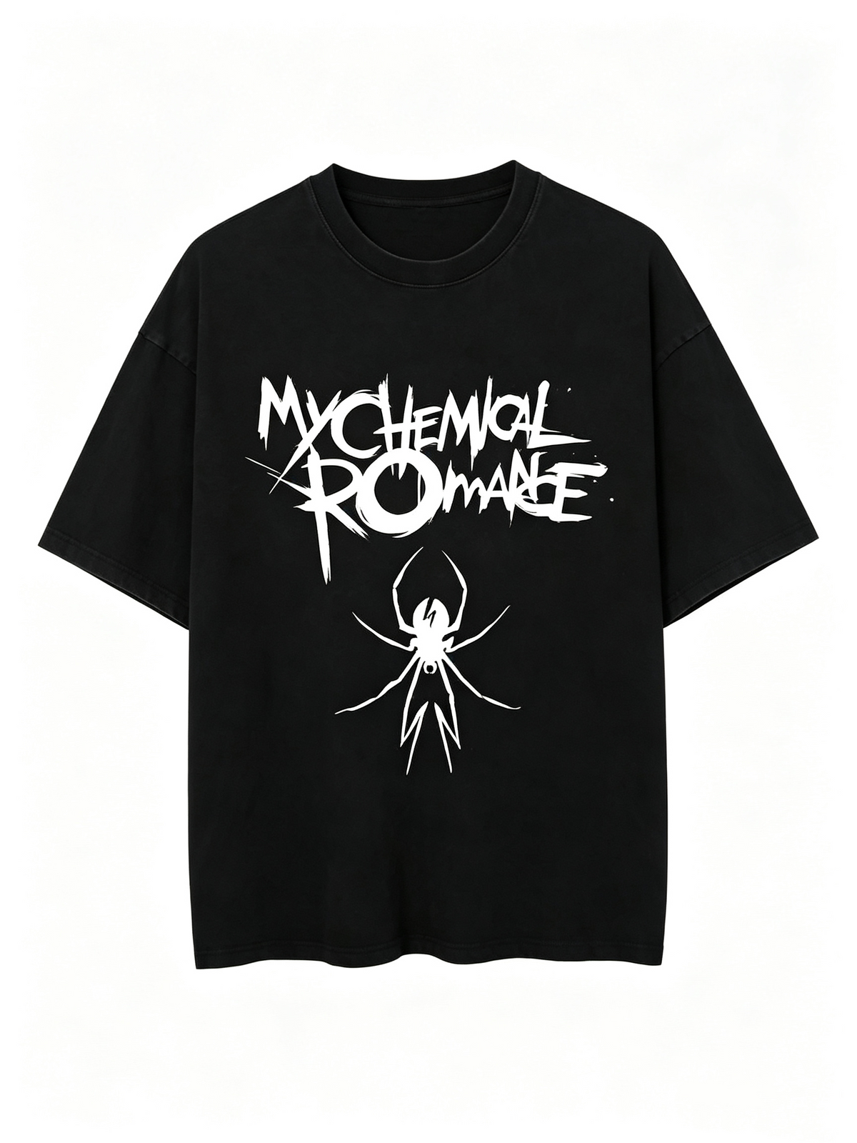 Women's Washed Cotton Short-Sleeve T-Shirt – Punk-Rock Spider Print, Edgy & Cool Crew-Neck Top