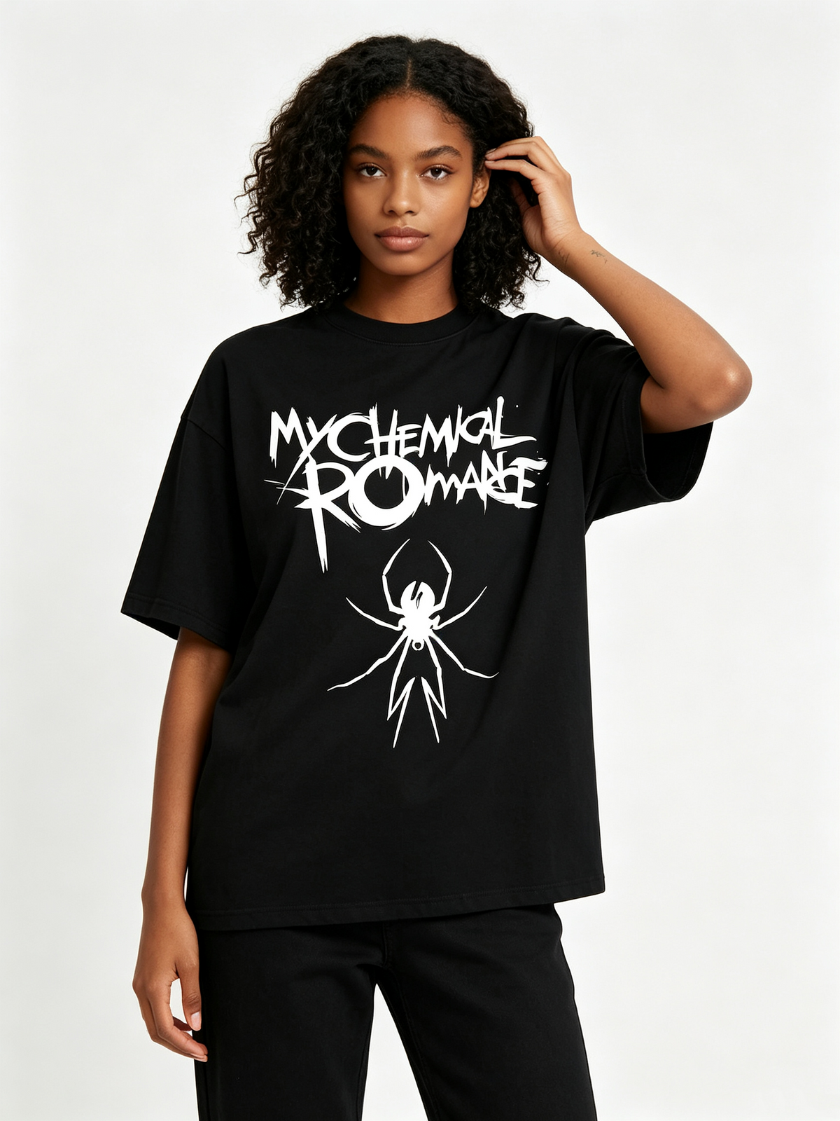 Women's Washed Cotton Short-Sleeve T-Shirt – Punk-Rock Spider Print, Edgy & Cool Crew-Neck Top