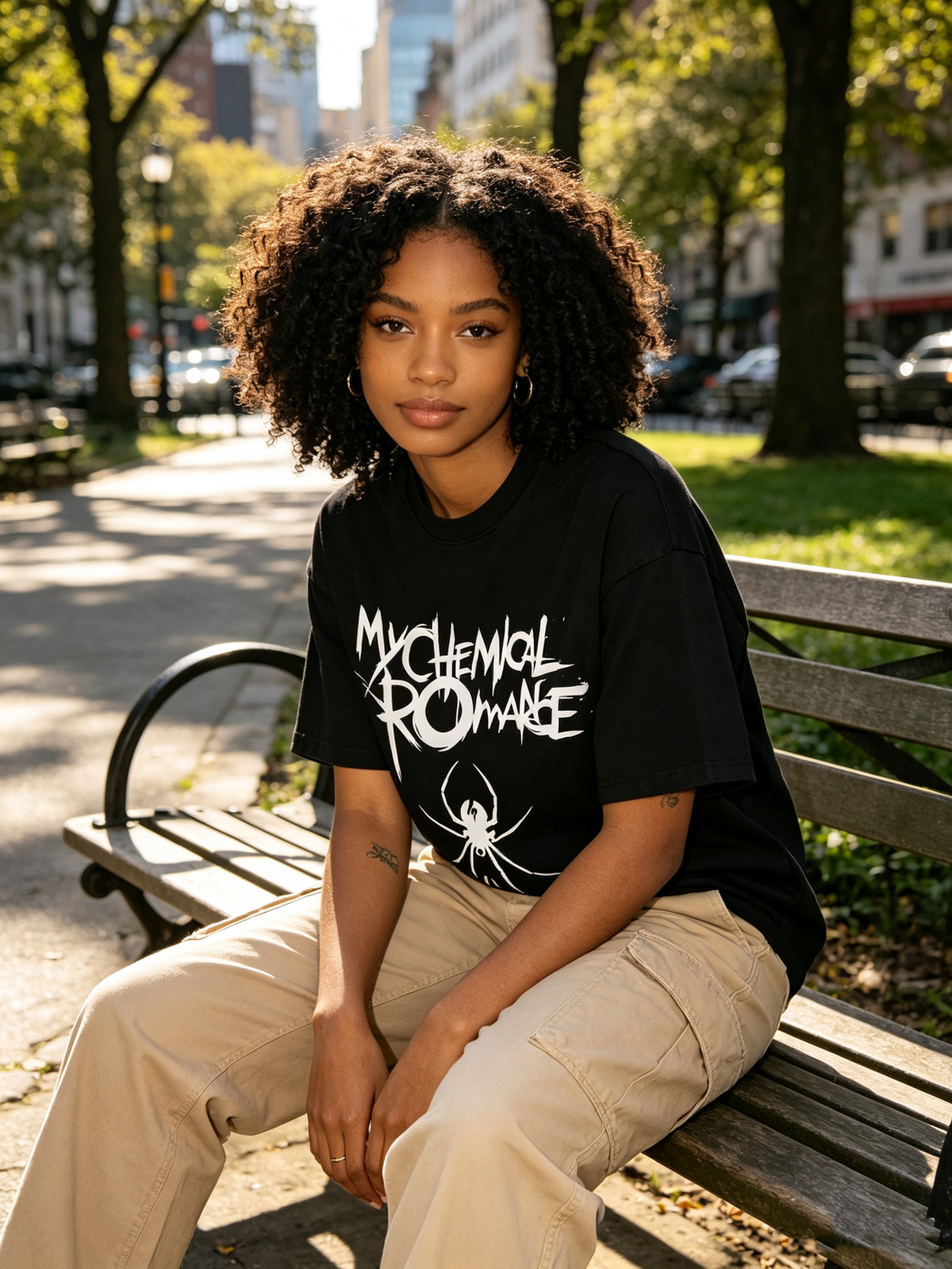 Women's Washed Cotton Short-Sleeve T-Shirt – Punk-Rock Spider Print, Edgy & Cool Crew-Neck Top