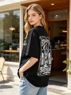 American Country Hunting-Themed Double-Sided Print T-Shirt – Heavyweight Pure Cotton Crew Neck – Vintage Outdoor Casual Short-Sleeve Tee (Unisex)
