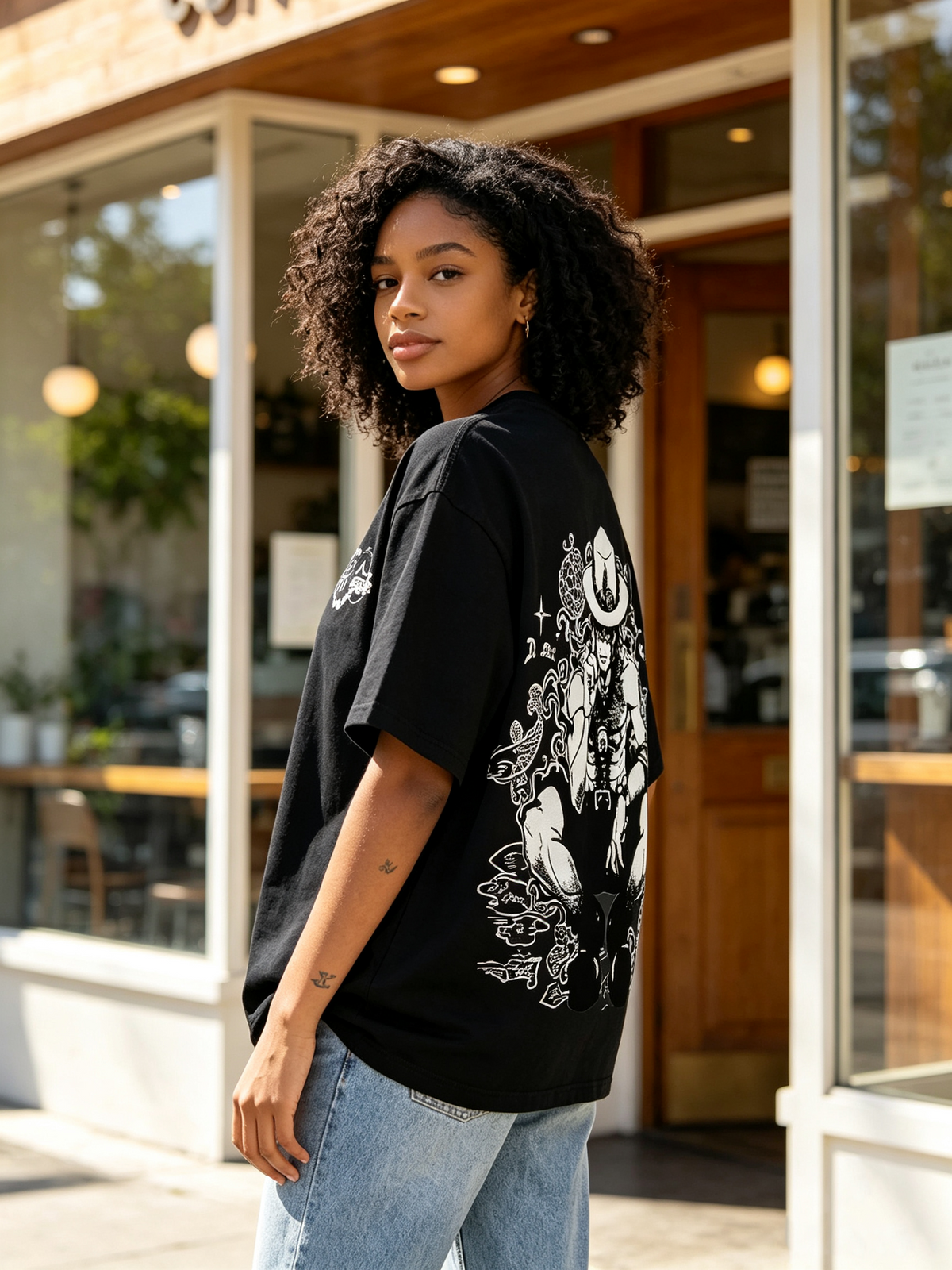 One Piece Ace Double-Sided Print Cotton Short-Sleeve T-Shirt – Women's Trendy Oversized Drop-Shoulder Top (Vintage Distressed Anime Style)