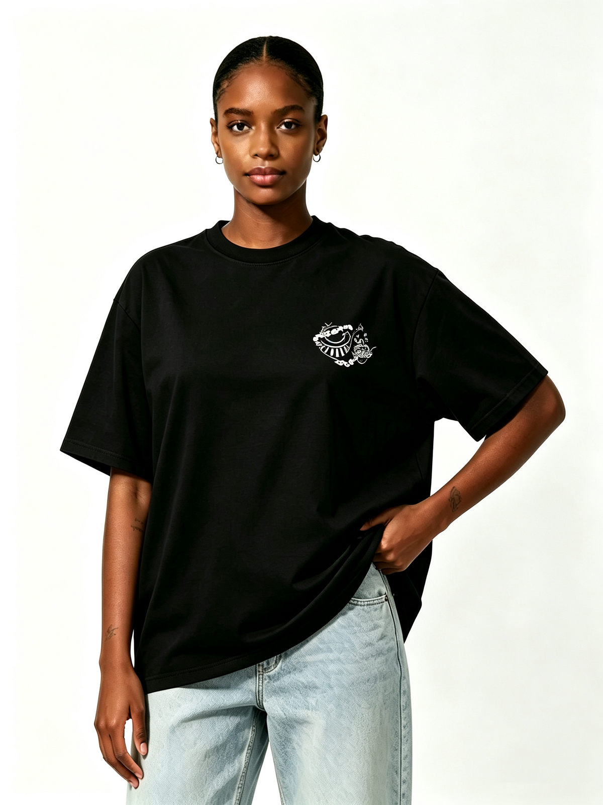 One Piece Ace Double-Sided Print Cotton Short-Sleeve T-Shirt – Women's Trendy Oversized Drop-Shoulder Top (Vintage Distressed Anime Style)