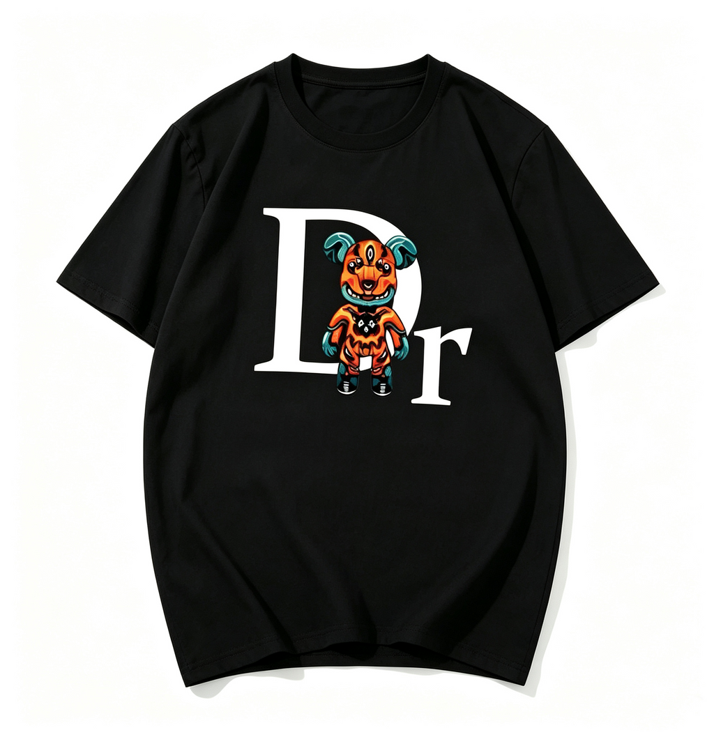 Trendy Monster Letter-Print Pure Cotton Short-Sleeve T-Shirt – Street-Style Hip-Hop Casual Top for Women
