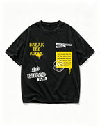 "BREAK THE RULES" Graphic Print Women's 100% Cotton T-Shirt – American-Style Distressed Black Streetwear Short-Sleeve Top