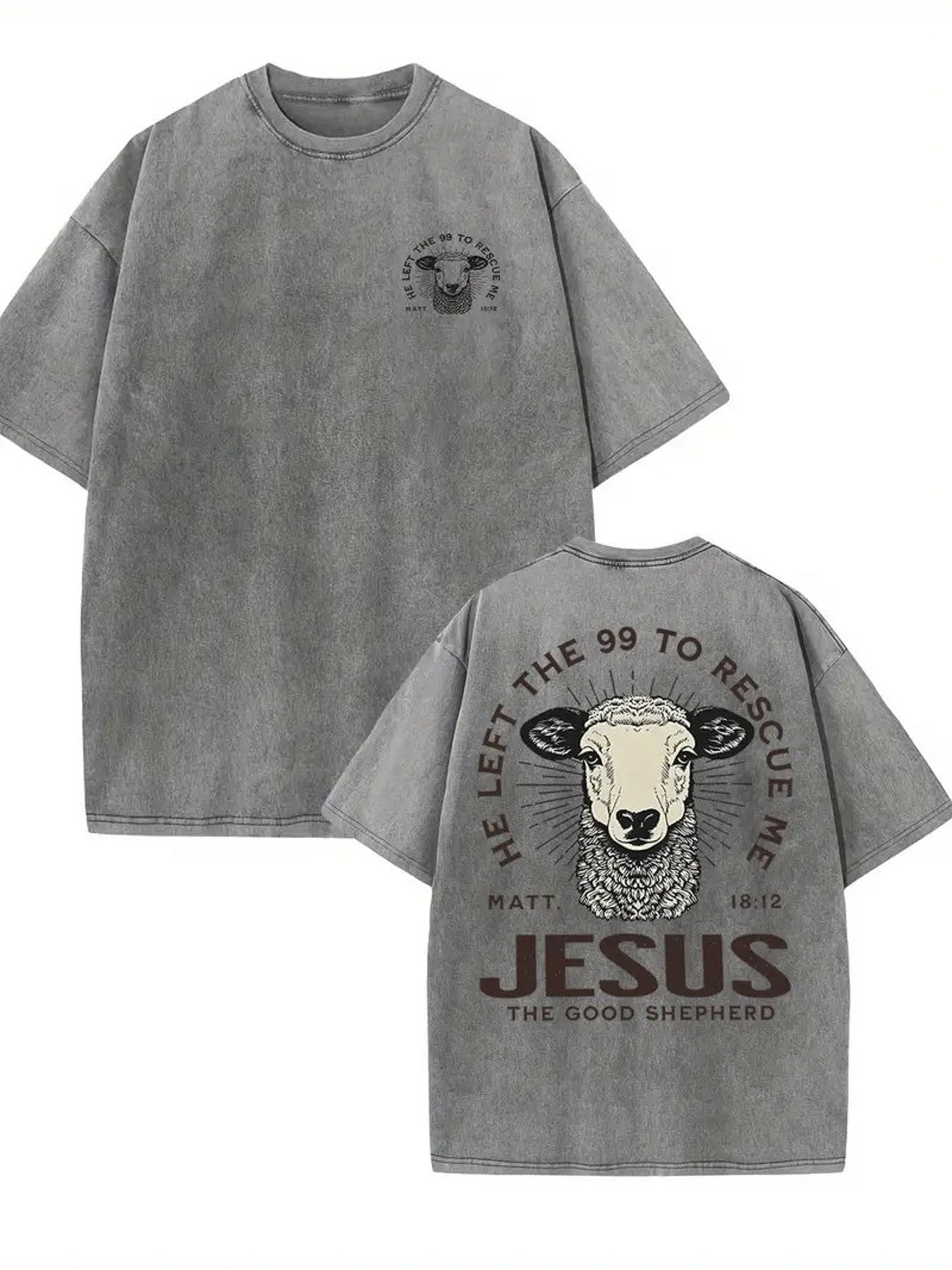 Men's Vintage Funny Religious T-Shirt - "Lord Left 99 to Save Me" Humor Design, Black Washed Cotton Tee, Machine Washable Casual Streetwear for all-Season & Faith-Based Jokes