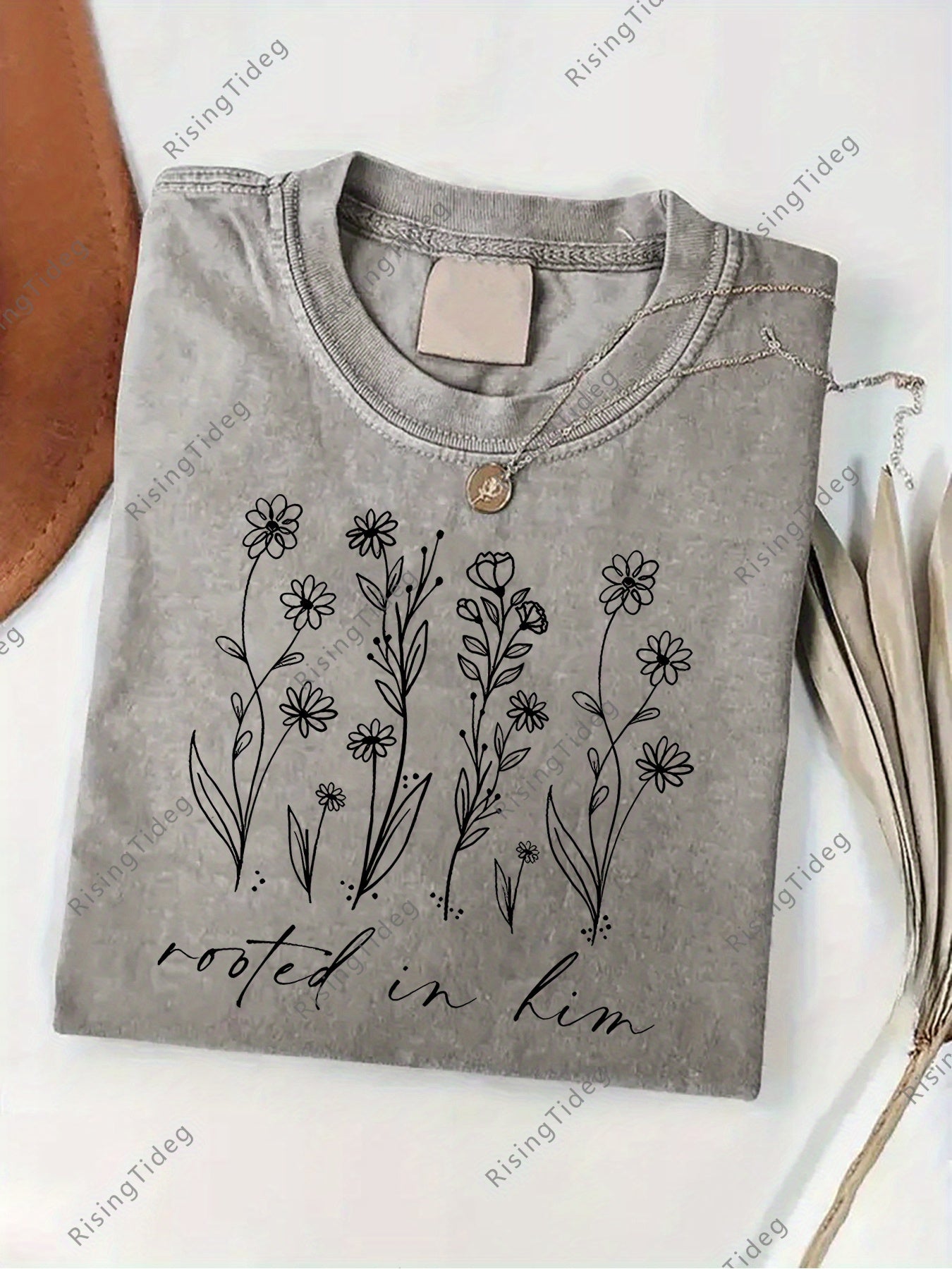 Men'S 230g Washed Deep Root Faith Print | Retro Street Style Loose Short Sleeve Round Neck Top, Machine Washable All-Season Comfortable, Perfect Holiday Gift