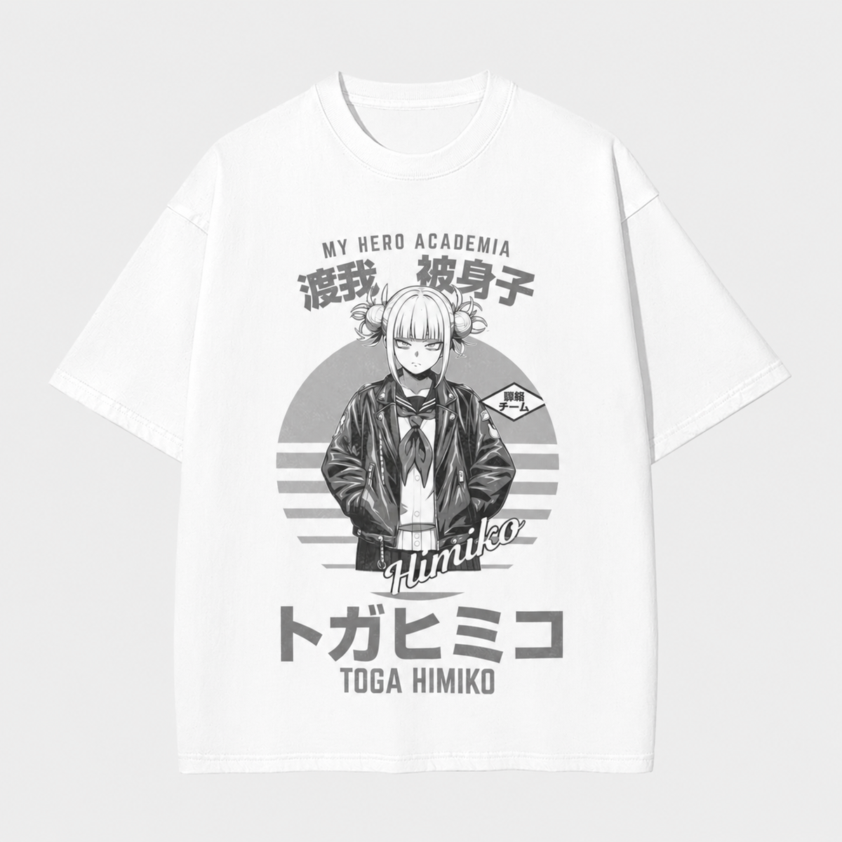Vintage Stone-Washed Anime Graphic T-Shirt – Oversized High-Street Style with Distressed Black & White Manga Aesthetic
