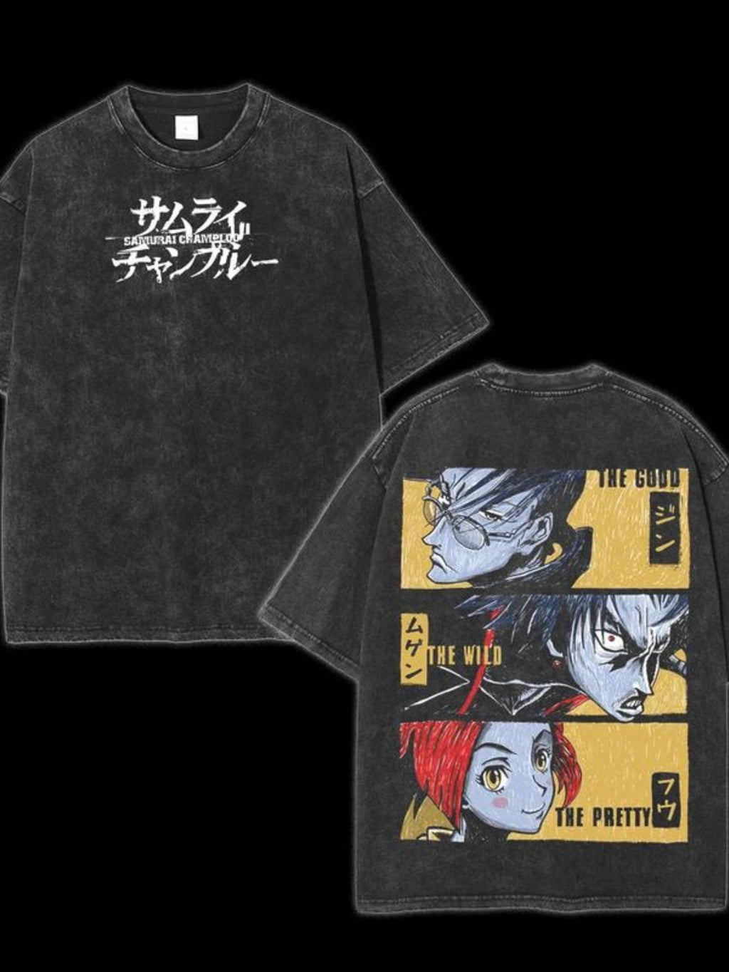 Men's Heavy Acid-Wash Double-Sided Retro Anime T-Shirt - Vintage Comic Streetwear Tee with Soft Washed Cotton Fabric, Millennial Style Round Neck Top for Casual Casual Attire & Comic Conventions