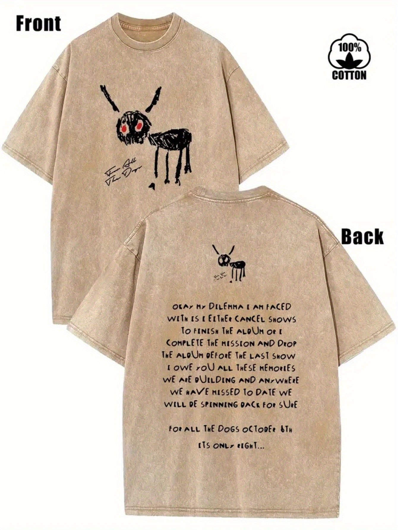 Men'S 250g Heavy-Duty Washed Oversized Vintage Distressed T-Shirt - with & Retro Graphic Print, Loose Fit Casual Streetwear, All-Season for Beach, Parties, Dates & Outdoor Activities, Round Neck Geometric Pattern Tee