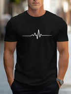 Daily men's casual 100 Cotton T-shirt 180g pure cotton with unique printed pattern short sleeved top T-shirt suitable for urban style daily wear