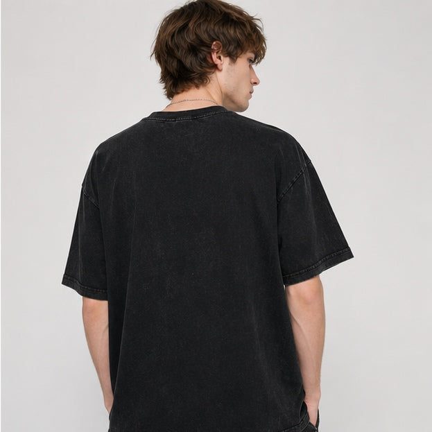 Vintage-Wash Oversized Short-Sleeve T-Shirt | *Demon Slayer* Shinobu Kocho (Purple Moon & Butterfly) Graphic — Unisex High-Street Style