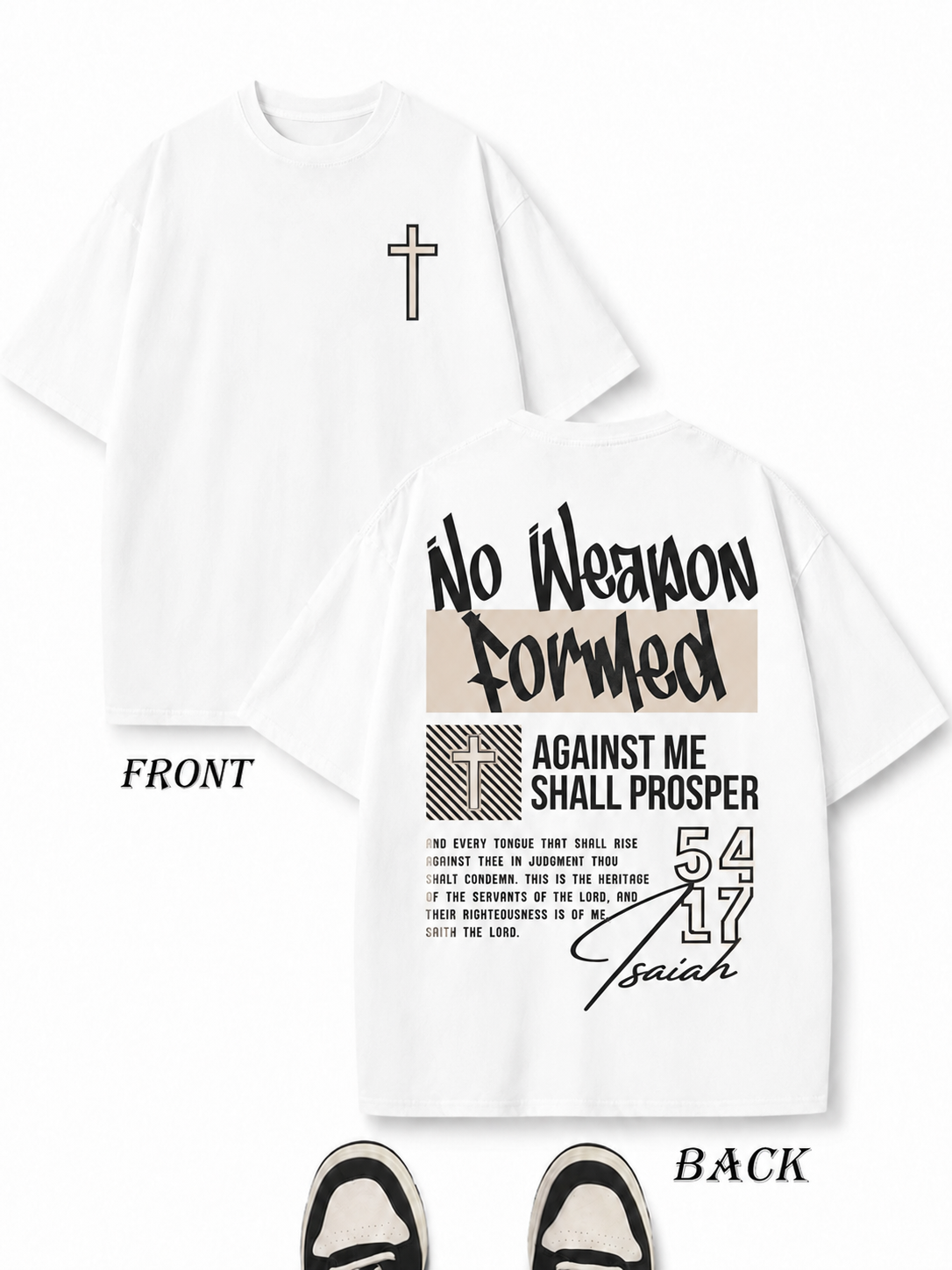 American-style acid-washed distressed Isaiah scripture cross print short-sleeved T-shirt, heavyweight vintage wash, oversized, unisex, faith-themed T-shirt.
