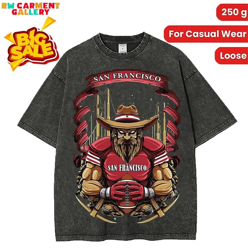 Washed T-shirt San Francisco Football Men's T-Shirt women's and men's tops TikTokShop Black Friday