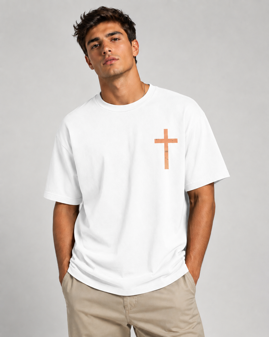 American Retro Faith-Themed T-Shirt – Double-Sided Print (Jesus Walking on Water) – High-Street Style Top