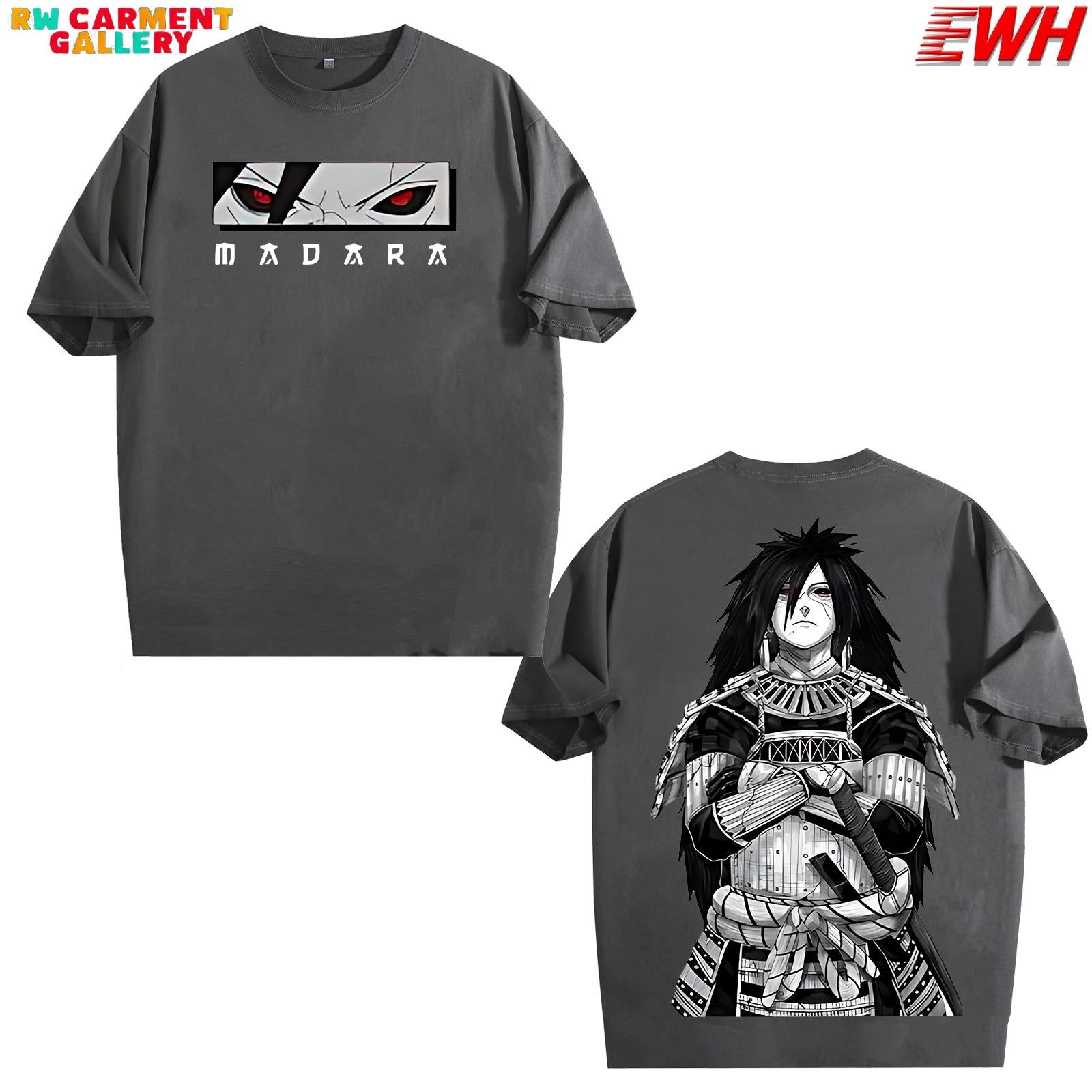 Dirty washed T-shirt, Naruto anime double-sided printed T-shirt, unisex size, oversized anime manga lightweight cotton T-shirt, a gift for anime enthusiasts, Madara Fan, Madara Shirt, Naruto Merch Christmas, Christmas gifts