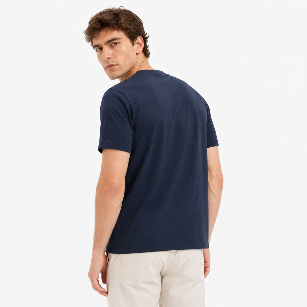 Men's Navy Pure Cotton Crew-Neck Short-Sleeve T-Shirt — A durable, timeless staple.