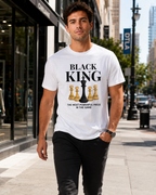 American Streetwear Style "Black King" Theme T-Shirt – Loose-Fit Casual Unisex Tee with Checkerboard & Chess Piece Print