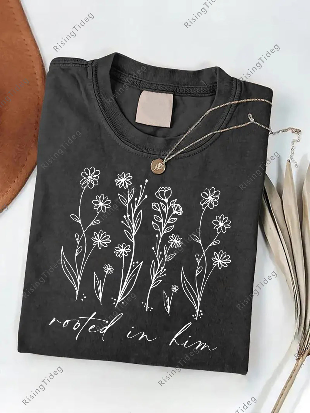 Men'S 230g Washed Deep Root Faith Print | Retro Street Style Loose Short Sleeve Round Neck Top, Machine Washable All-Season Comfortable, Perfect Holiday Gift