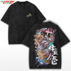 Doma x Demon Slayer Vintage Washed Tee – Oversized Anime Streetwear with Upper Moon Two Ice Demon Graphic Drop