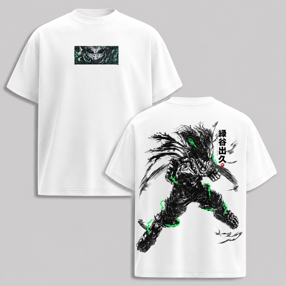 Vintage-Wash Oversized Short-Sleeve T-Shirt | My Hero Academia (Izuku Midoriya) Double-Sided Anime Print – Unisex