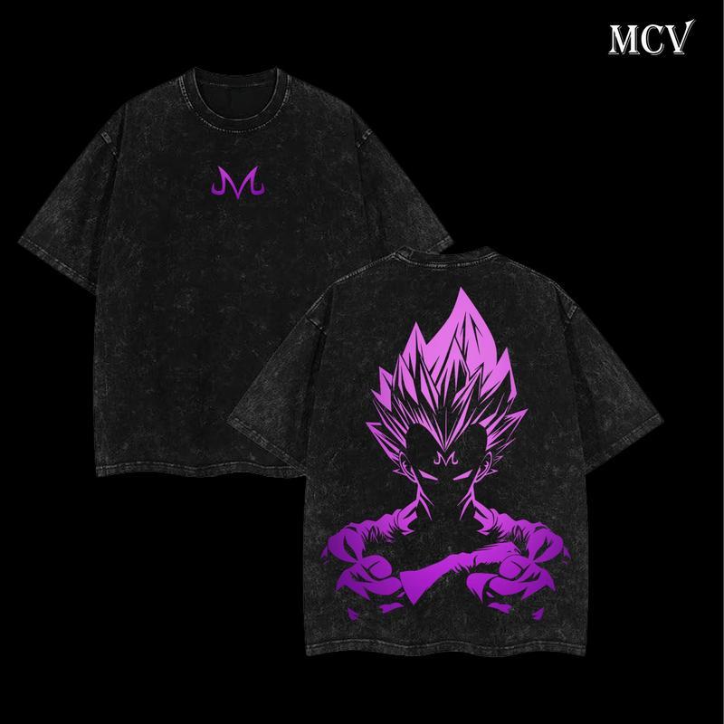 Retro Heavy Limited Majin Buu - Dragon Ball Anime Double Printed Vintage Oversized Washed Tee Unisex Oversize Anime Manga Washed Heavyweight Cotton T-Shirt Gift for Anime Fan Anime Lover