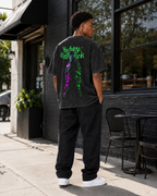 Vintage-Wash Oversized Short-Sleeve T-Shirt | *Cyberpunk: Edgerunners* Neon Color-Block Double-Sided Print – Unisex High-Street Style