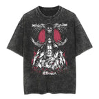 EREN JAEGER RUMBLING Anime Retro Street Style Washed Crew Neck Anime T-Shirt,Unisex Fashion Graphic Tee,Streetwear Clothing,Trendy Outfit,Anime lover t-shirt FO800915