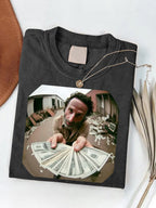 230g Heavyweight Vintage Washed Double-Sided Print T-Shirt | One Piece, Pure, Crew Neck, All-Season, Casual Style, Simple and Casual, Geometric Pattern, Perfect for Adults, Slight Stretch Fabric, USD.
