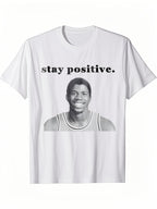 Men's 100 Cotton T-shirt 180g pure cotton with creative letter printing short sleeved casual T-shirt round neck T-shirt suitable for travel and top giving gifts to friends