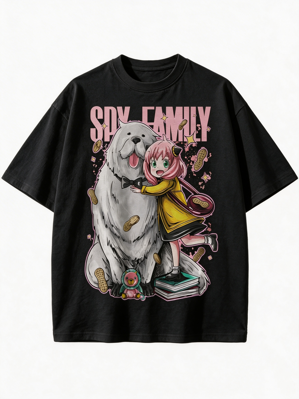 Pure Cotton *Spy x Family* Anime Short-Sleeve T-Shirt (Anya & Bond) – Trendy Oversized Loose-Fit Women's Top